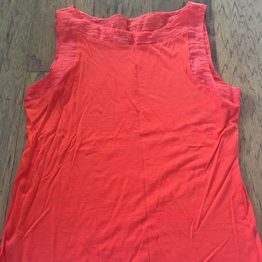 🌈 ANN TAYLOR Top, Coral Orange, Sleeveless, Sz S